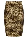 Tagliatore Animal-print Midi Skirt In Brown