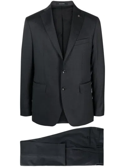 Tagliatore Two-piece Single-breasted Virgin Wool Suit In Blue