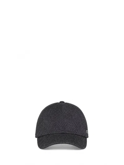 Tagliatore Anthracite Virgin Wool Denver Baseball Cap <br/> In Grey