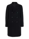 Tagliatore 'arden' Black Double-breasted Coat With Notched Revers In Black