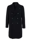 Tagliatore Arden Black Double-breasted Coat With Notched Revers In Wool And Cashmere Man In Black