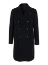 Tagliatore Arden Black Double-breasted Coat With Notched Revers In Wool And Cashmere Man In Black