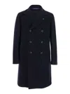 Tagliatore 'arden' Blue Long Double-breasted Coat In Blue
