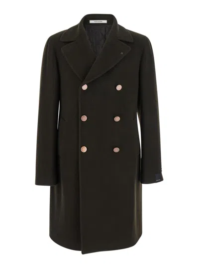 TAGLIATORE 'ARDEN' BROWN DOUBLE-BREASTED COAT WITH NOTCHED REVERS IN WOOL AND CASHMERE MAN