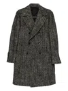 Tagliatore Cappotto Sfoderato 2 Petti Bruce Lungo Resca Tweed Nero 40 Cot 20 Lana 19 Polies 12 Af 5 Seta 4 Alpa In Black