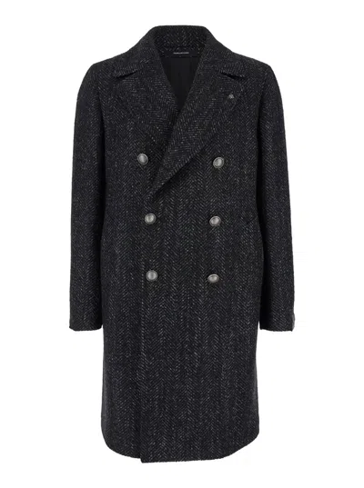 TAGLIATORE ARDEN DAKR GREY DOUBLE BREASTED COAT WITH BUTTONS IN WOOL BLEND WOMAN