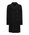 Tagliatore Black Double Breasted Buttoned Coat In Black