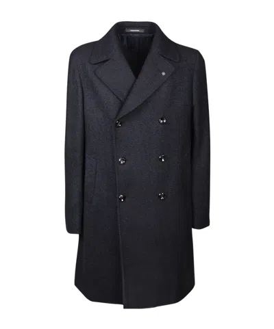 Tagliatore Men Black Double Breasted Buttoned Coat, Xxl Luxury Trench Coats For Men Darveys