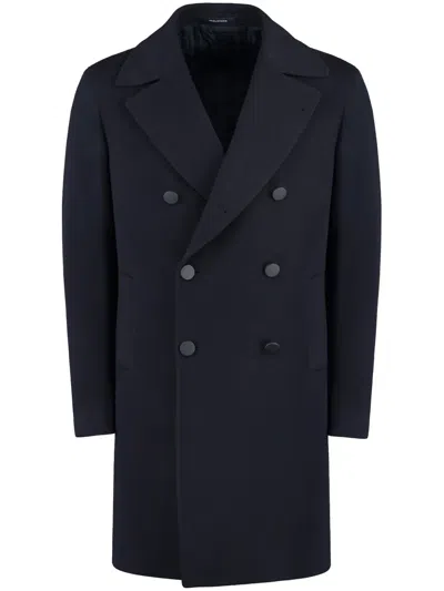 Tagliatore Arden Double-breasted Coat In Blue