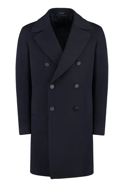 Tagliatore Arden Double-breasted Virgin Wool Coat In Blue