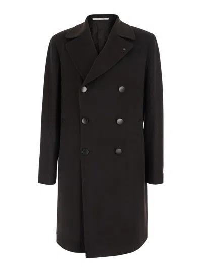 Tagliatore Arden Double-breasted Wool Jacket With Notched Revers And Back Belt For Men In Brown
