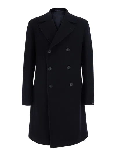 Tagliatore Arden Double-breasted Wool-cashmere Jacket With Notched Revers In Black