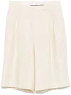 Tagliatore Tailored Beige Linen Shorts With Pleated Front In Neutrals