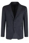 Tagliatore Single Breasted Wool Silk Cotton Tuoia Effect Jacket In Blue