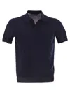 Tagliatore Blue Polo Shirt With Buttonless Collar And Ribbed Trims
