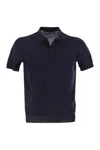 Tagliatore Blue Polo Shirt With Buttonless Collar And Ribbed Trims