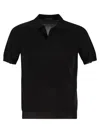 Tagliatore Black Knitted Polo Shirt With Polo Style Collar And Short Sleeves In Black