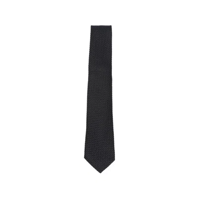 Tagliatore Basket-weave Silk Necktie In Blue