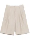 Tagliatore Linen Shorts In Taupe
