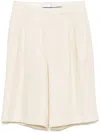 Tagliatore Tailored Beige Linen Shorts With Pleated Front