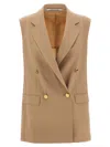 Tagliatore Bernice Double-breasted Sleeveless Blazer In Beige