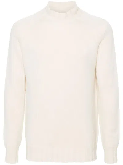 Tagliatore Beige Cashmere Turtleneck Sweater In White