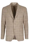 Tagliatore Beige Cot Galles Wool Single-breasted Jacket In Brown