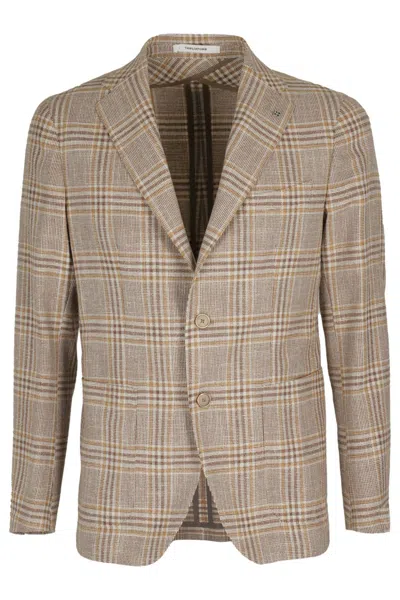 Tagliatore Beige Cot Galles Wool Single-breasted Jacket In Brown