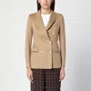 Tagliatore Double-breasted Cashmere Blazer In Beige