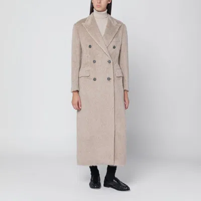Tagliatore Beige Double-breasted Coat In Wool Blend In Neutral
