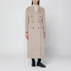 Tagliatore Beige Double-breasted Coat In Wool Blend In Sand