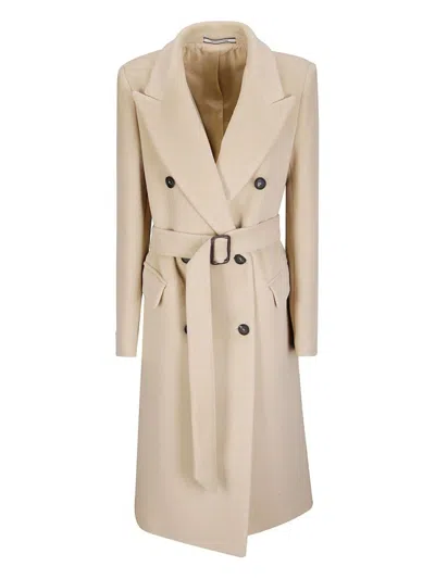 TAGLIATORE WOMEN BEIGE DOUBLE-BREASTED COAT, XS LUXURY TRENCH COATS FOR WOMEN DARVEYS