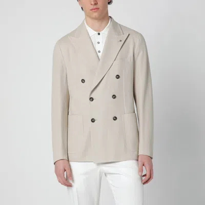 Tagliatore Beige Double-breasted Cotton Jacket In Neutral