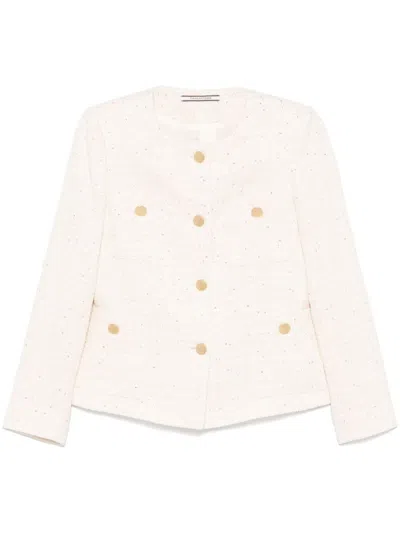 TAGLIATORE BEIGE DOUBLE-BREASTED JACKET WITH GOLD-TONE BUTTONS