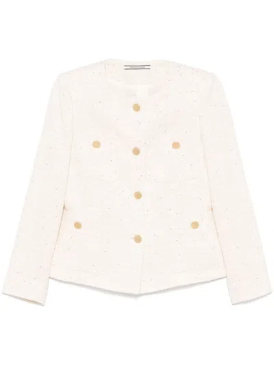 Tagliatore Beige Double-breasted Jacket With Gold-tone Buttons