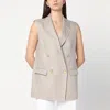 Tagliatore Beige Double-breasted Linen Vest Women In Brown