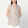 Tagliatore Beige Double-breasted Linen Vest Women In Gray