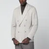 Tagliatore Beige Double-breasted Wool-blend Jacket In Gray
