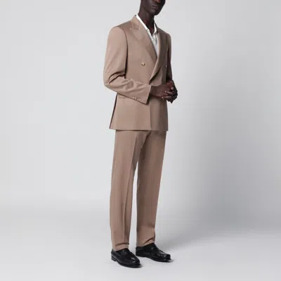 Tagliatore Beige Doublebreasted Woolblend Suit In Neutral