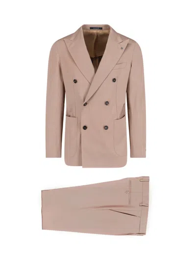Tagliatore Beige Dress Shirt With Classic Collar And Button-down Front In Brown