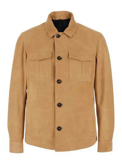 TAGLIATORE BEIGE JACKET WITH CLASSIC COLLAR
