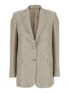Tagliatore Beige Jacket With Pointed Lapels And Front Pockets