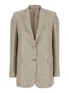 Tagliatore Beige Jacket With Pointed Lapels And Front Pockets In Beige