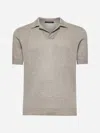Tagliatore Men Beige Linen And Cotton Knit Polo Shirt