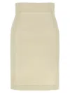 Tagliatore High-waisted Knee-length Skirt In Textured Fabric In Beige