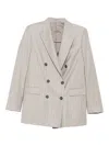 Tagliatore Pinstriped Double-breasted Blazer In Gray