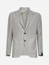 Tagliatore Beige Pinstriped Linen Blend Montecarlo Blazer