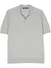 Tagliatore Beige Silk-cotton Blend Short Sleeve Polo Shirt In Gray