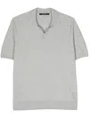 Tagliatore Beige Silk-cotton Blend Short Sleeve Polo Shirt In Gray
