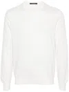 Tagliatore Beige Silk-cotton Blend Sweater With Crew Neckline In White